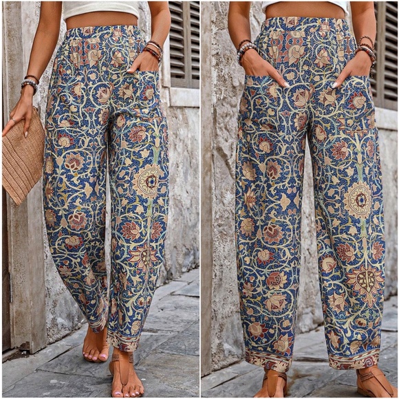 BiBi Flower Print Straight Legs Pants
